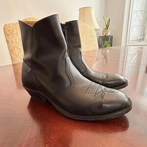 Boulet Ankle Boots Black Leather Zip Up Mens Size  12 3E